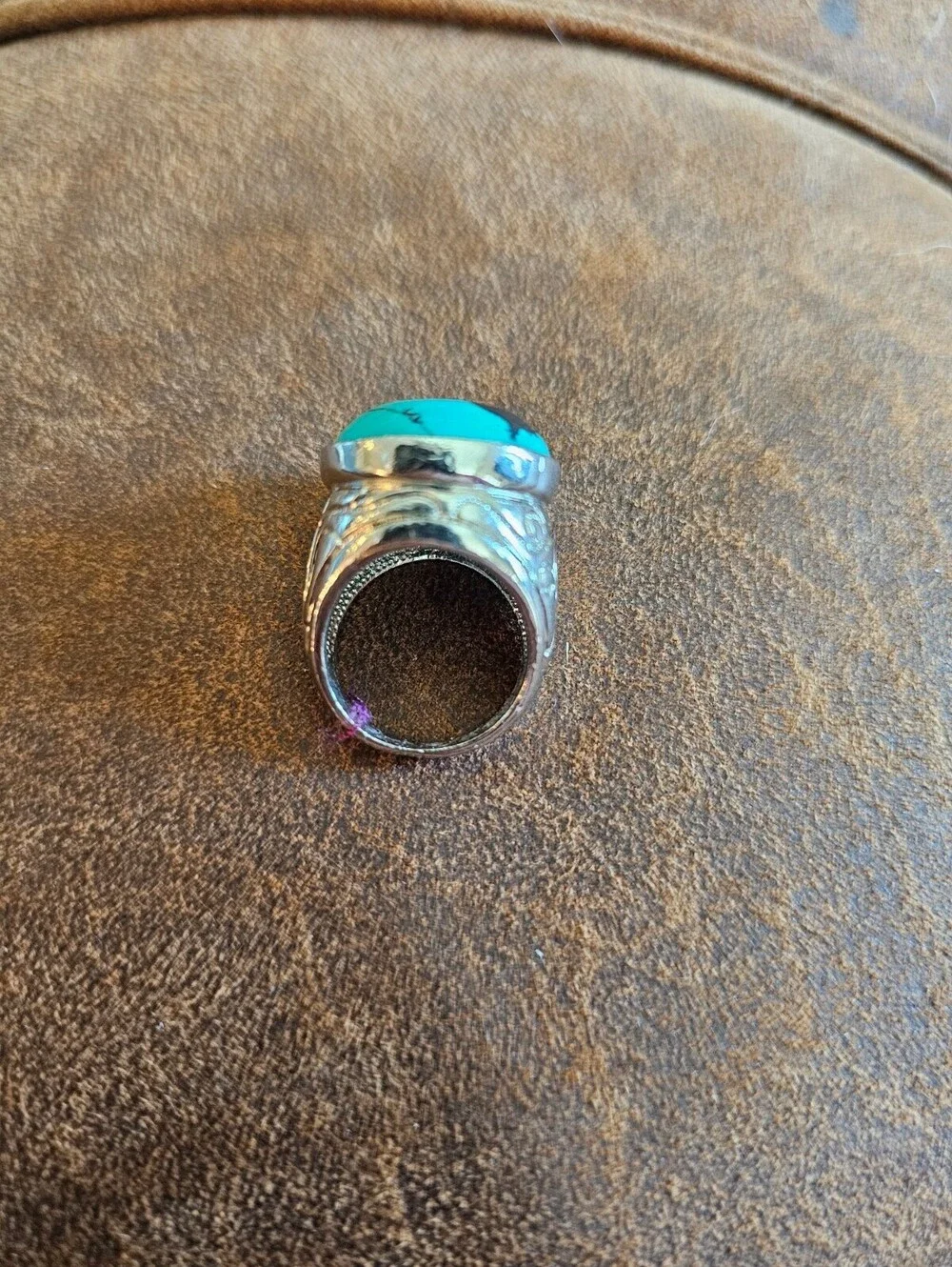 Vintage Mid Century Womens Sz 7.5 Statement Southwestern Ring Blue Black
